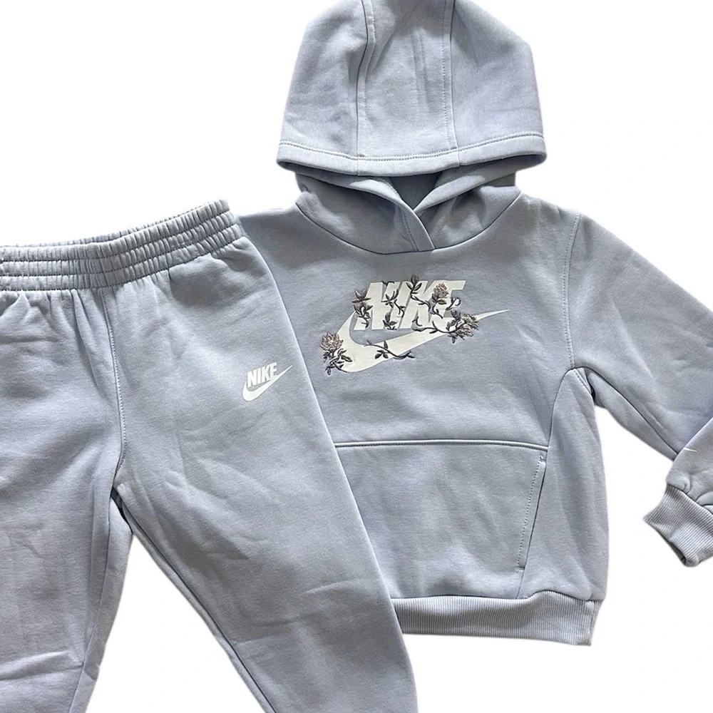 Nike Girls 4T Hooded Floral Sweatshirt & Jogger Pants 2PC Set NWT